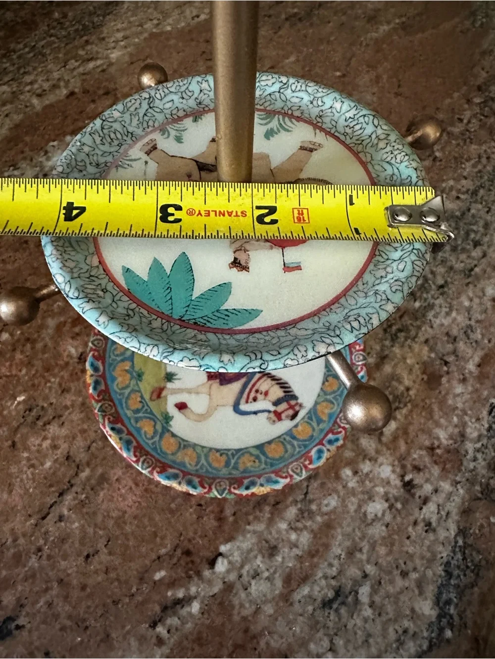 Metal Williams Sonoma Multi-Color Hand-Painted Three-Tier Jewelry Stand